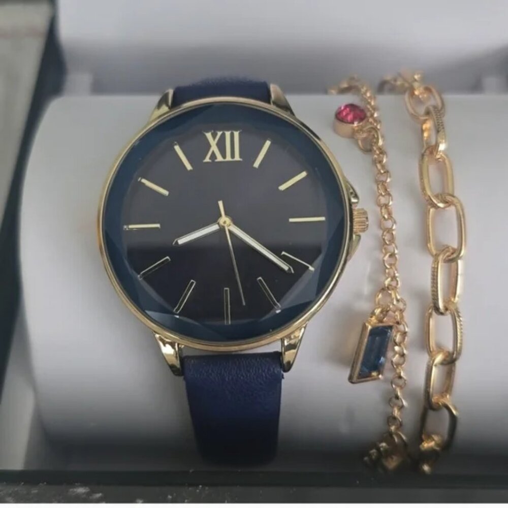 INC International Concepts Gold and Blue Watch Set